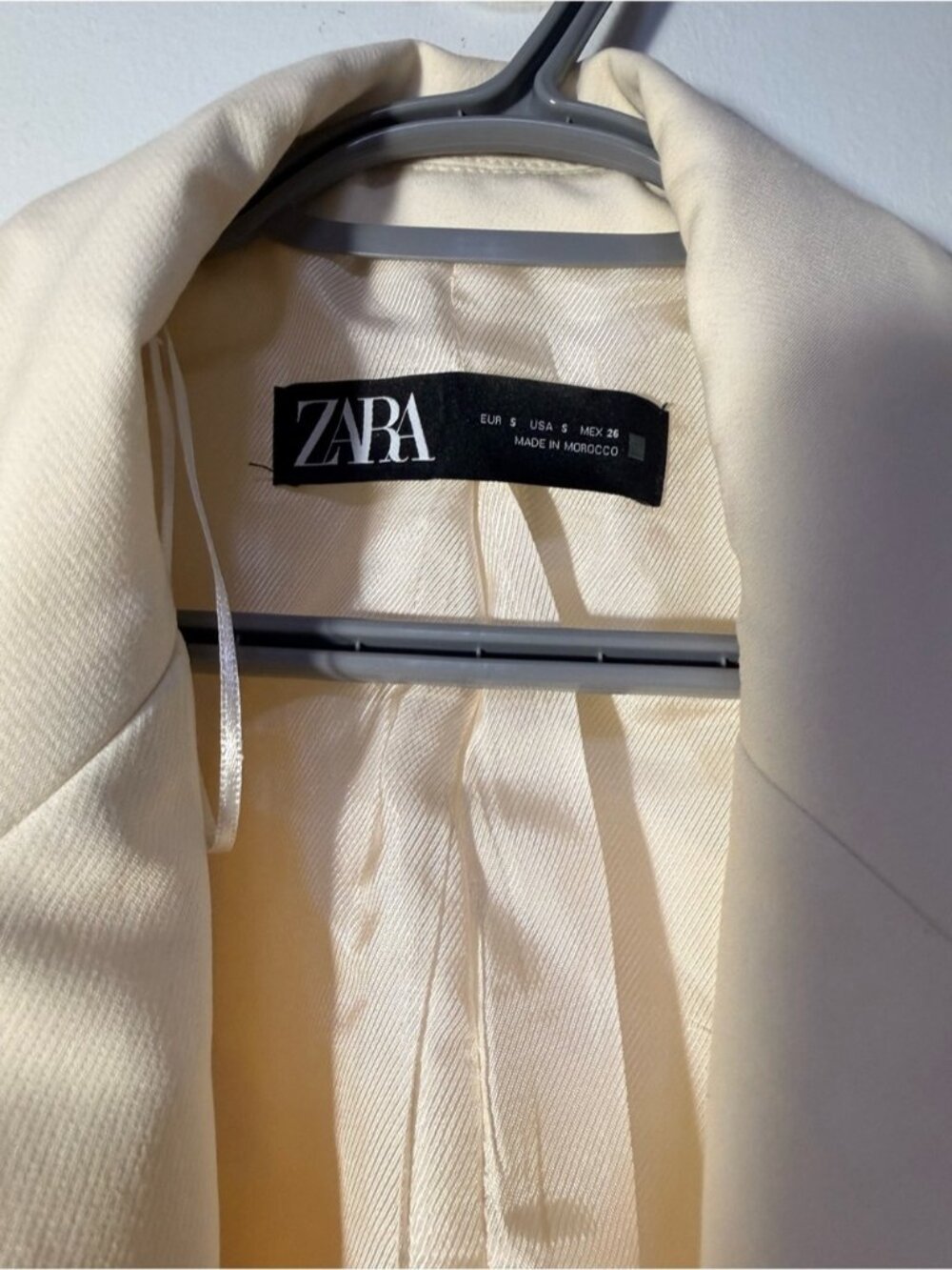 ZARA Off-White Single-Button Tailored Blazer size S - Picture 7 of 9